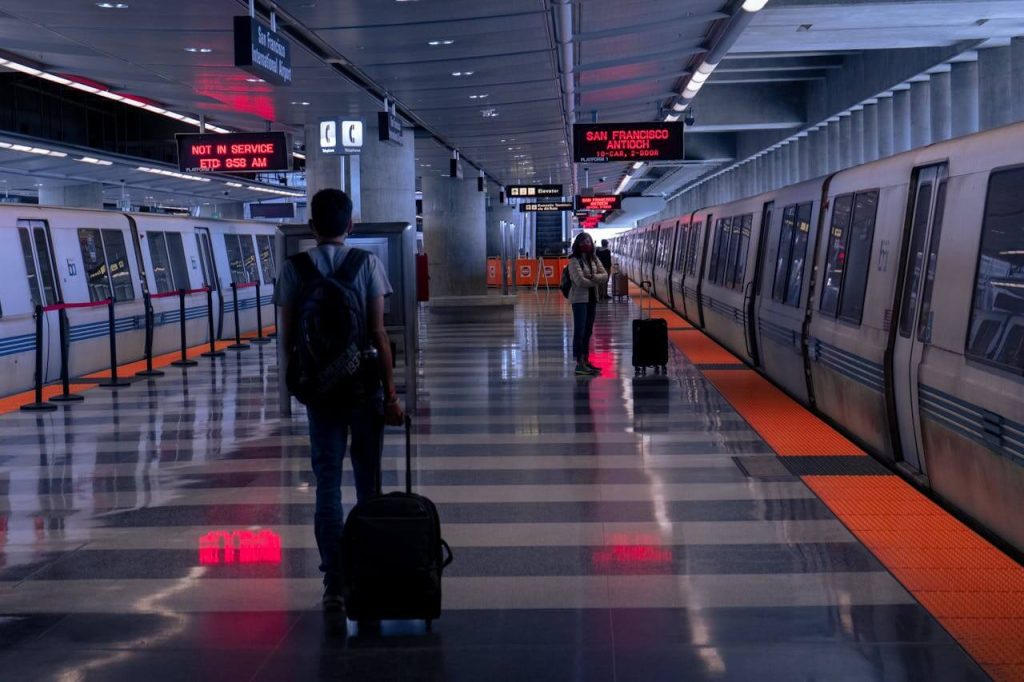 BART station with clean, shining floors