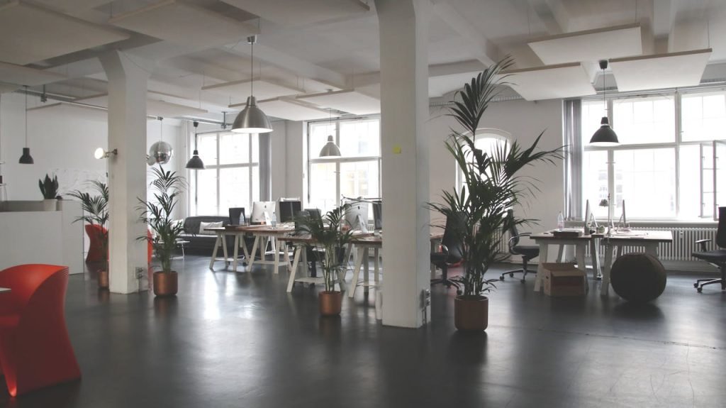 A clean office setting with a modern design