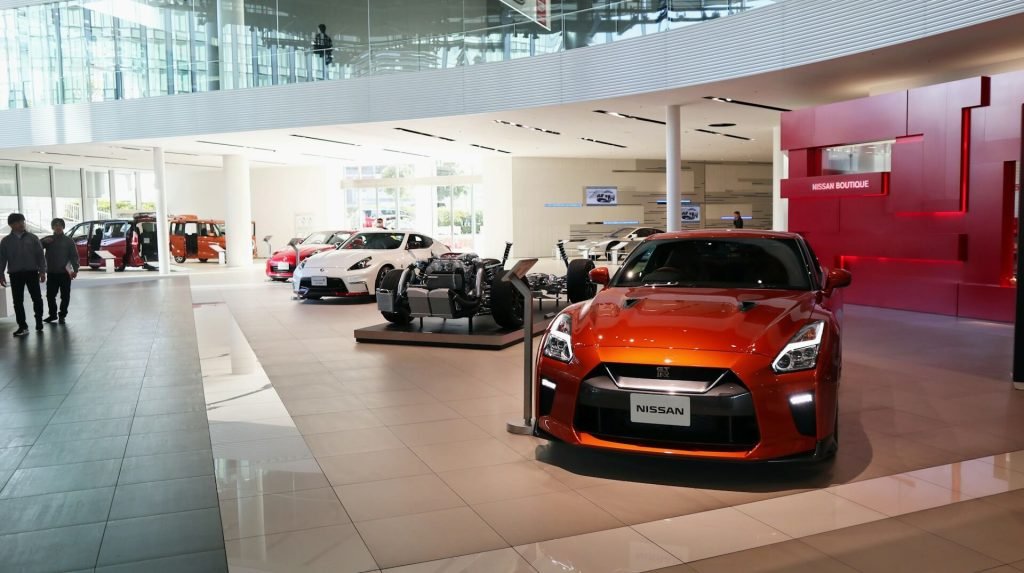 A car showroom during operating hours