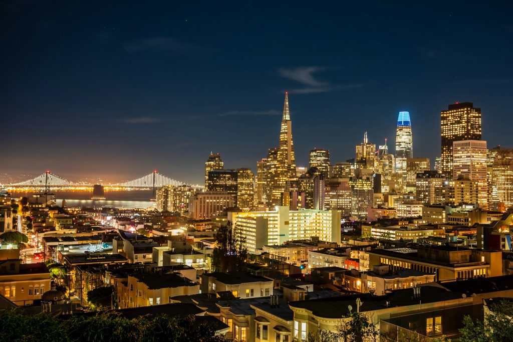 A view of San Francisco at night